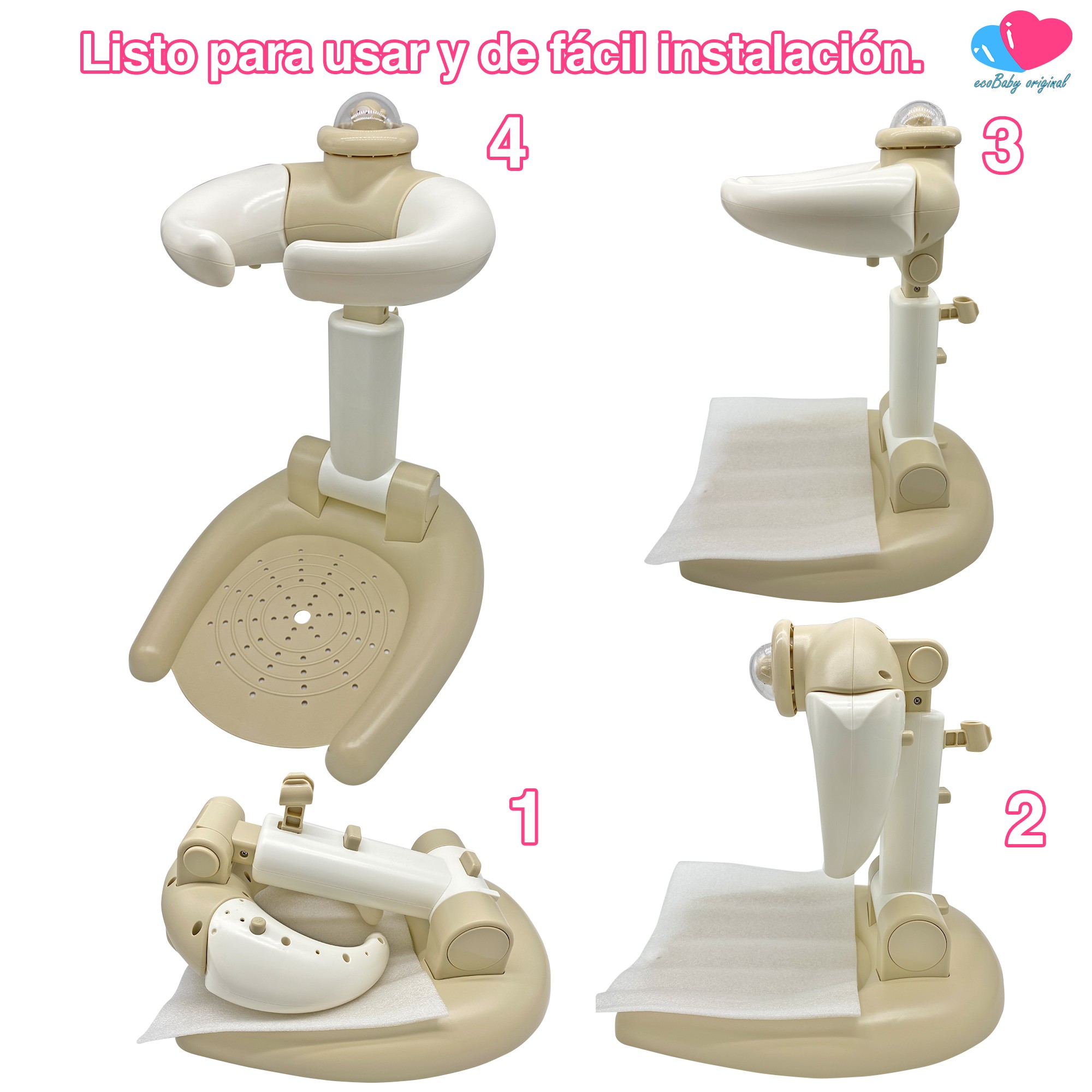 Kit Ba&ntilde;o para beb&eacute; con Ba&ntilde;era Inflable, Bomba, Soporte de Ducha y Visera Ecobaby Original image number null