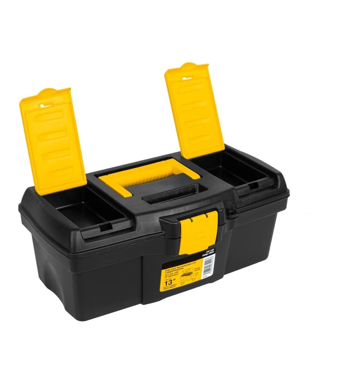 Caja de herramientas de pl&aacute;stico 18cm x 33cm x 13cm negra malubero image number null