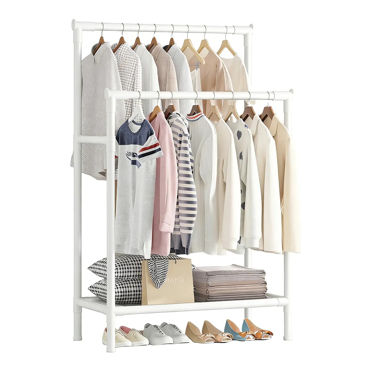 Perchero Doble Barra Met&aacute;lico Para Ropa Blanco de 146 cm 09-Blanco image number null