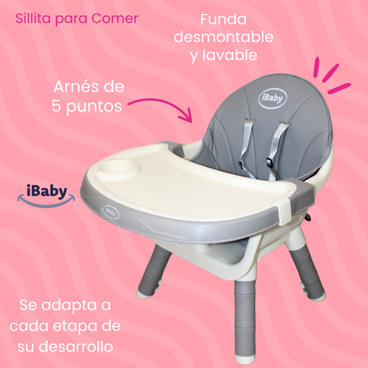 Silla alta periquera 7 en 1 con mesa y charola para bloques primi pasti ibaby image number null