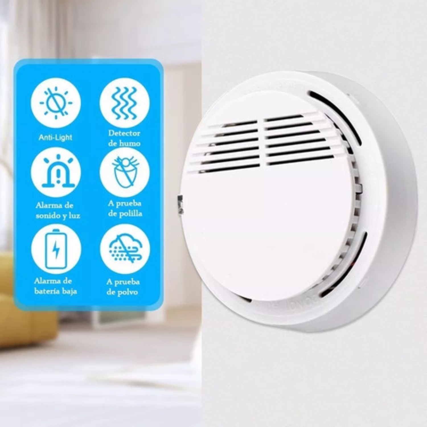 Alarma Inalambrico Detector Humo Contra Incendios Seguridad image number null