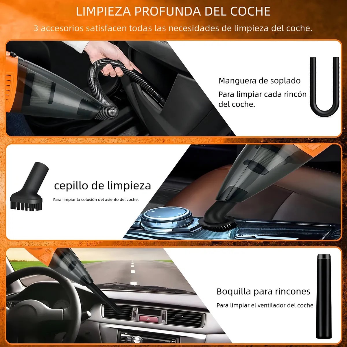 Aiyinsmart Aspiradora Port&aacute;til Inal&aacute;mbrica de Mano 9KPa Filtro HEPA Accesorios Incluidos image number null