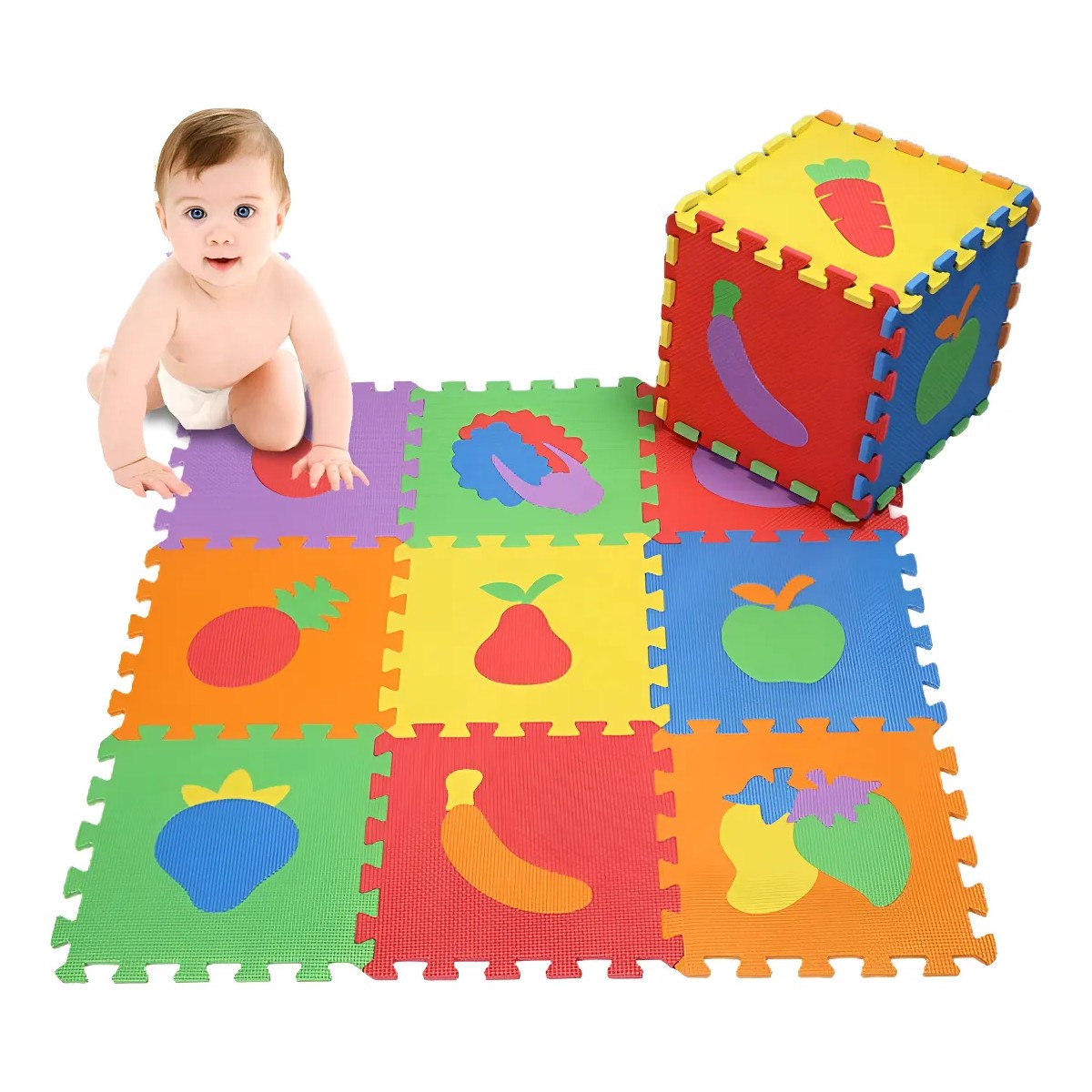 10 Piezas Fomi Para Piso Foamy Tapete Did&aacute;ctico Beb&eacute;s Ni&ntilde;os Frutas image number null