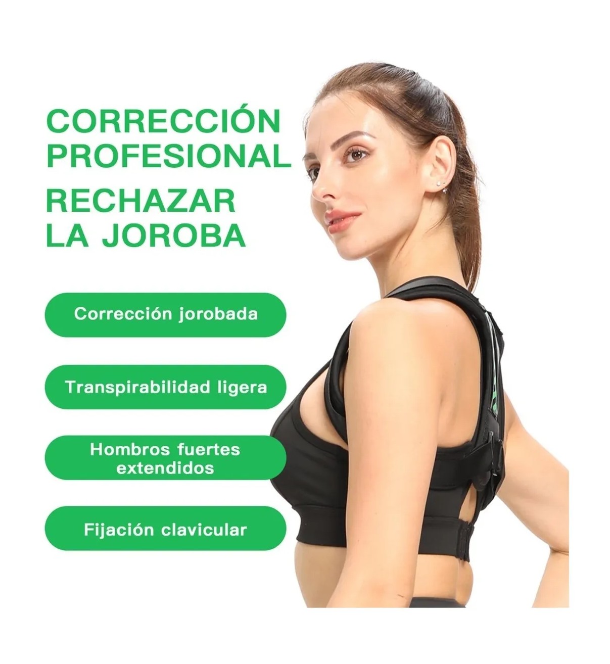 Corrector Postura Espalda Para Hombre Y Mujer Ajustable Faja L Negro Malubero image number null