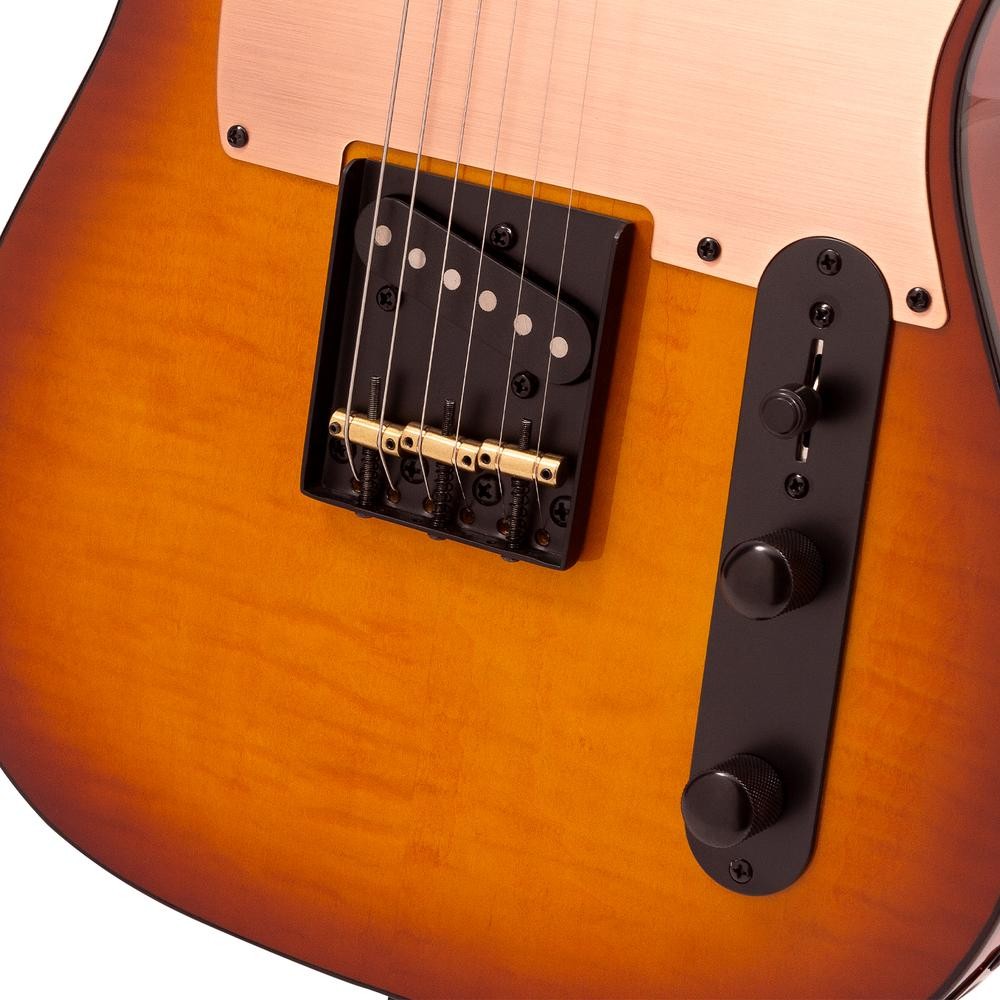 Guitarra El&eacute;ctrica Serie Unique Color Amarillo Atigrado con Case SKY - TY BABILON image number null