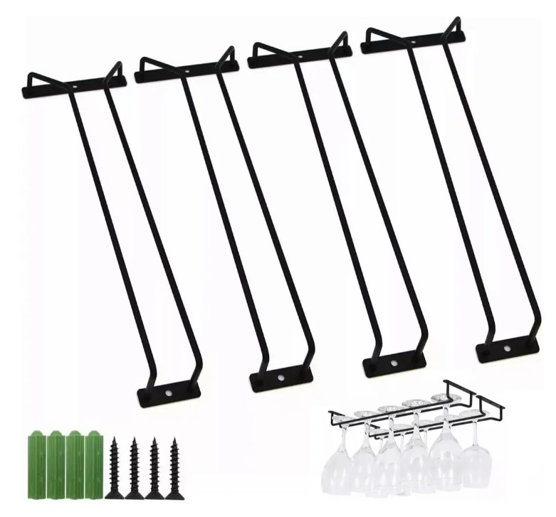 4pcs 14in Soporte Para Copas De Metal Vino Estante Colgante image number null