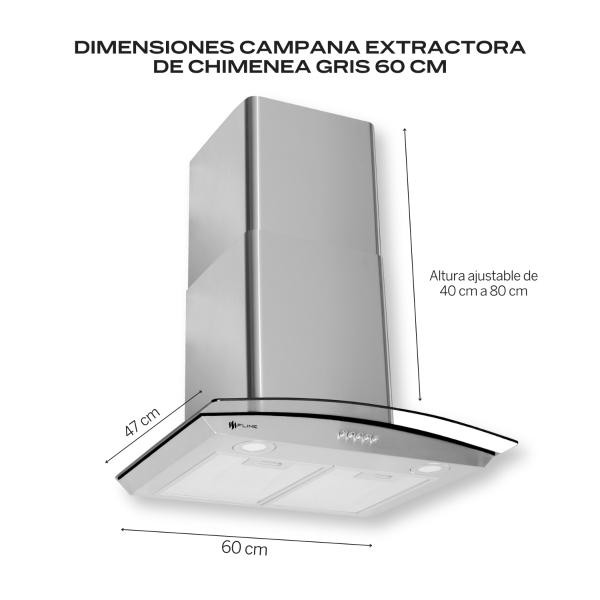 FLINE Combo parrilla de gas y campana extractora 60 cm Pared Botones grisLU4BE60 image number null