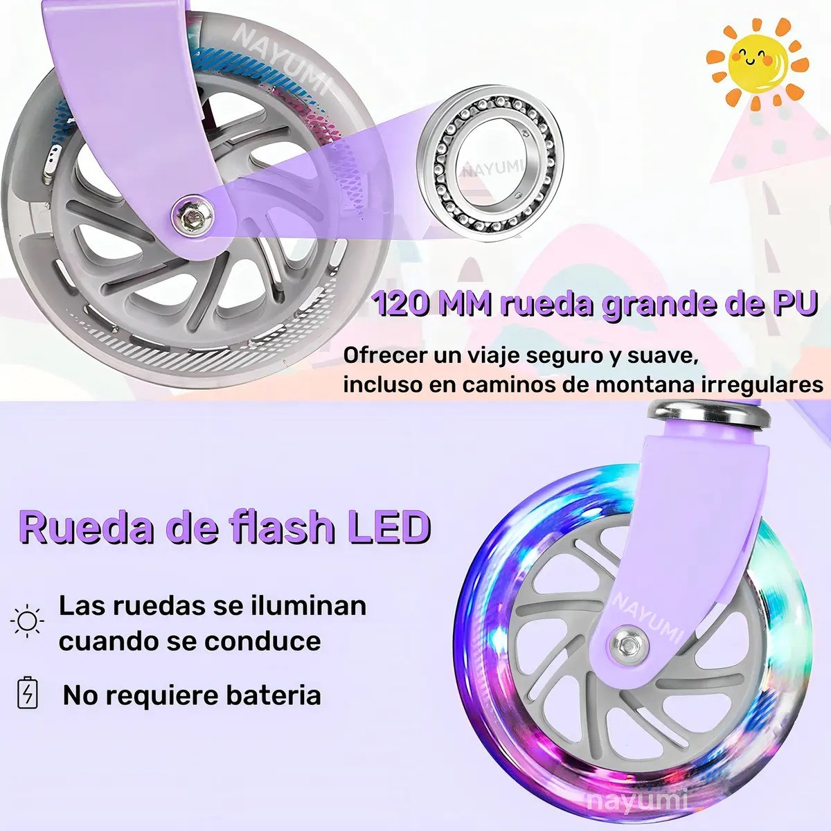 Monopat&iacute;n Patin de pie con luces lila image number null
