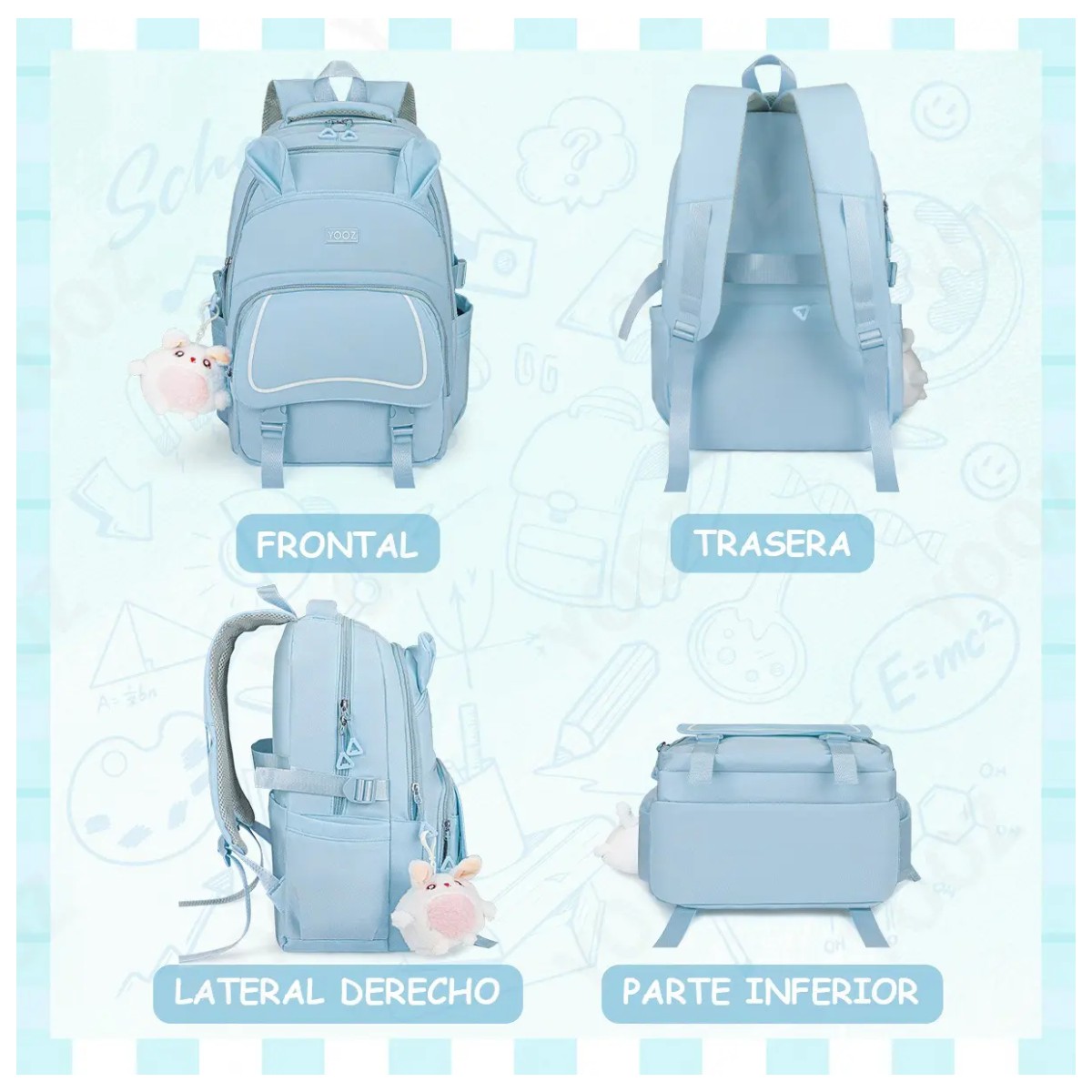 Mochila Escolar Antirrobo Backpack 30l Gran Capacidad Color Azul image number null
