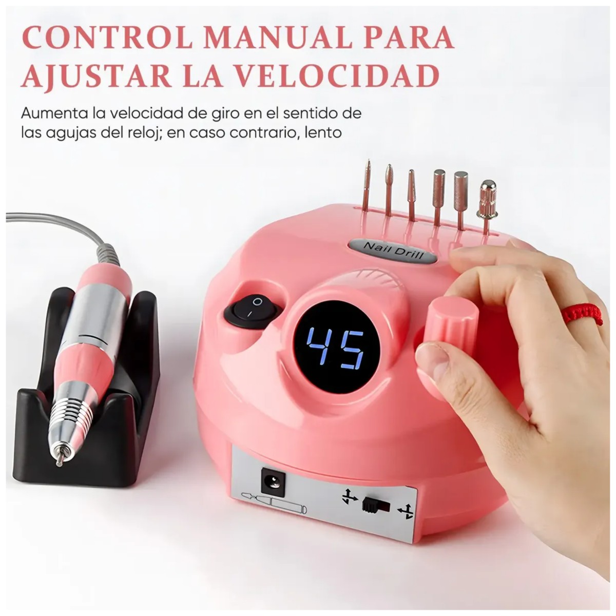 Drill Para Unas Esmeril Para U&ntilde;as Rosa image number null