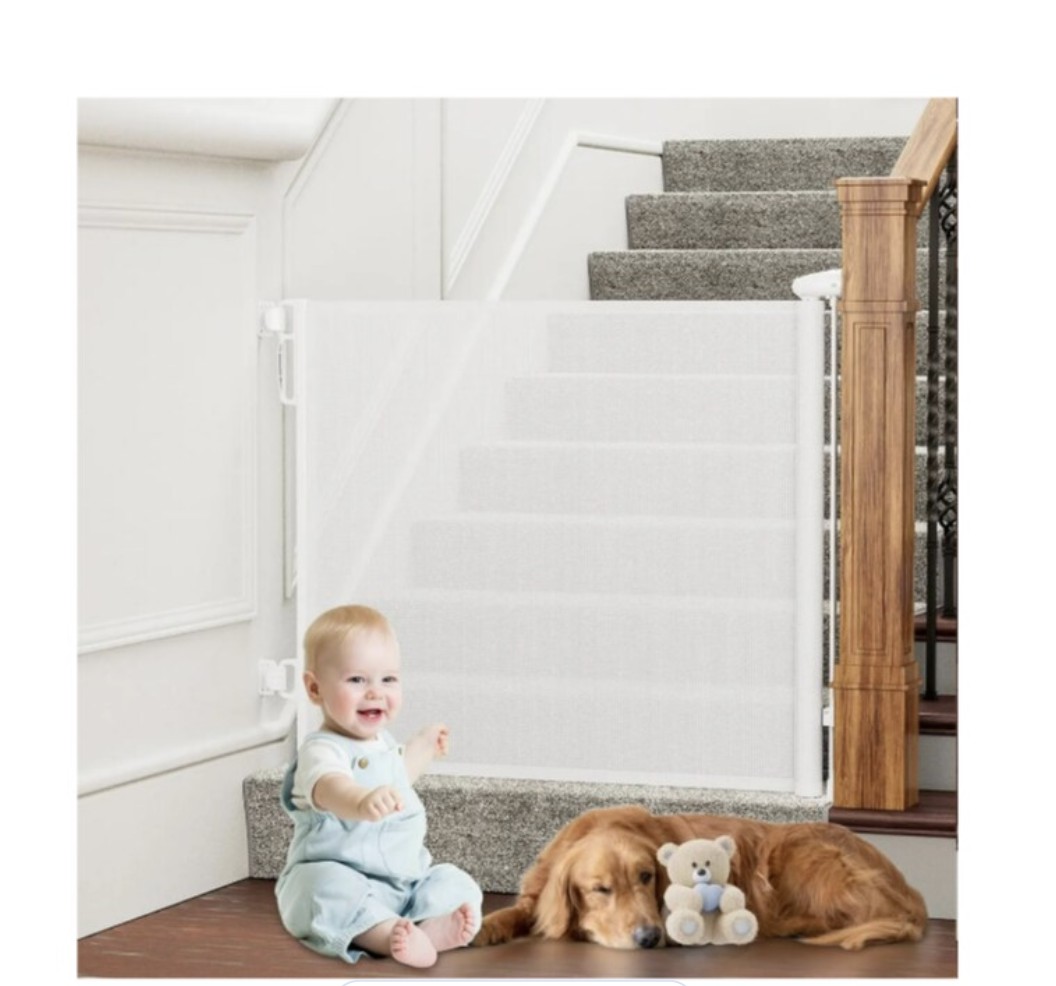 Puerta Seguridad Retr&aacute;ctil Para Beb&eacute;s Expandible 86 X 150 Cm Modelo Blanco image number null