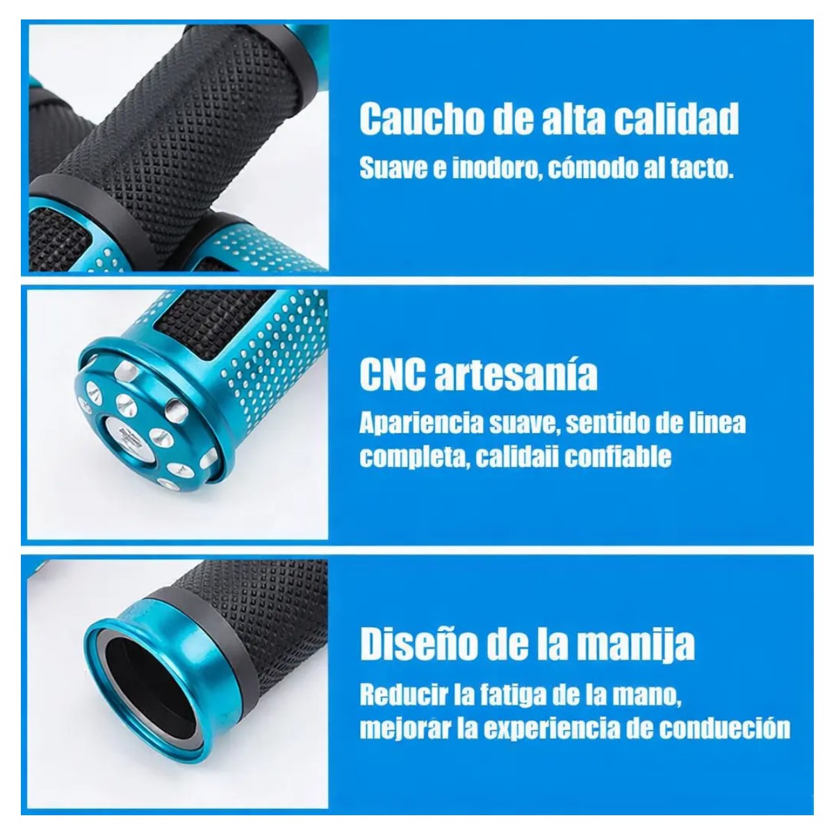 Pu&ntilde;os Universales Aluminio Antiderrape Bicicleta Mtb Color:Azul 2 Piezas image number null