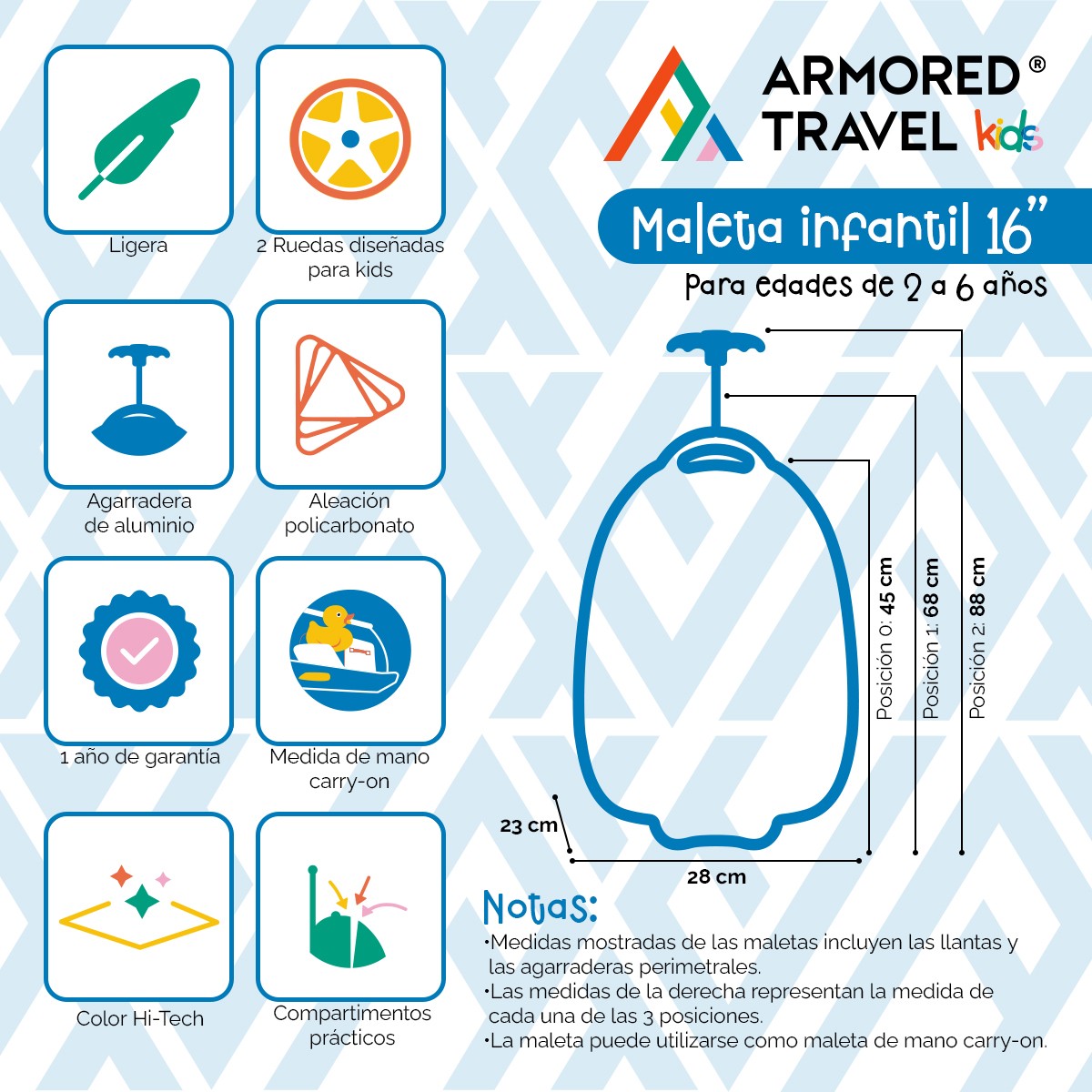 Maleta de viaje ni&ntilde;as ni&ntilde;os carry-on mochila r&iacute;gida infantil con ruedas 16 k&iacute;nder Preescolar usos m&uacute;ltiples Edades 2 a 6 a&ntilde;os Armored kids Pirata. image number null