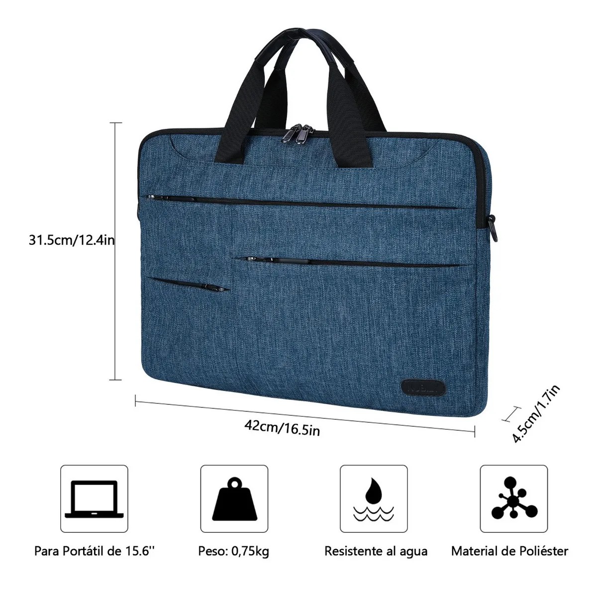 Bolsa Malet&iacute;n Para Port&aacute;til De 15.6'' Azul con Grisaceo image number null