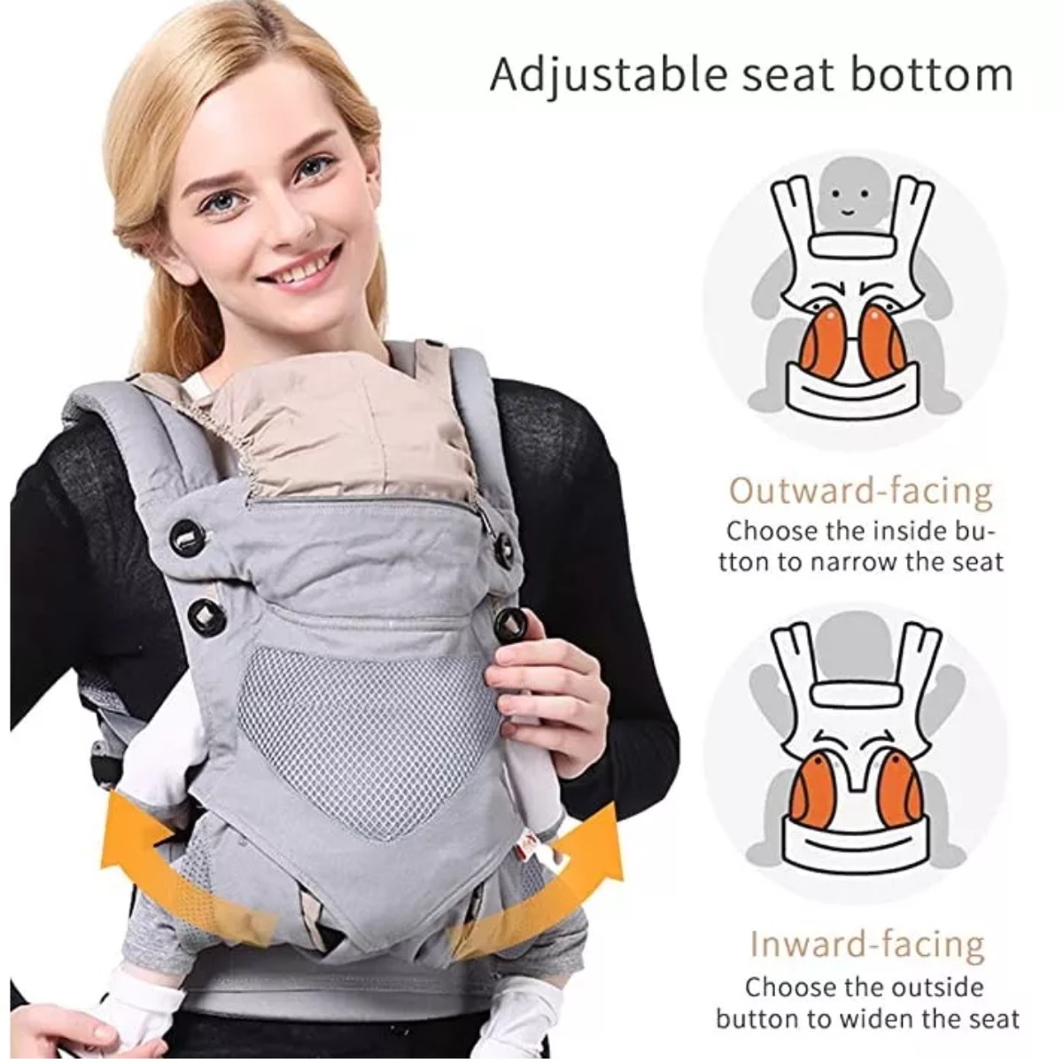 Mochila Cangurera Para Beb&eacute; Ergon&oacute;mica Asiento De 3-48 Meses Azul marino image number null