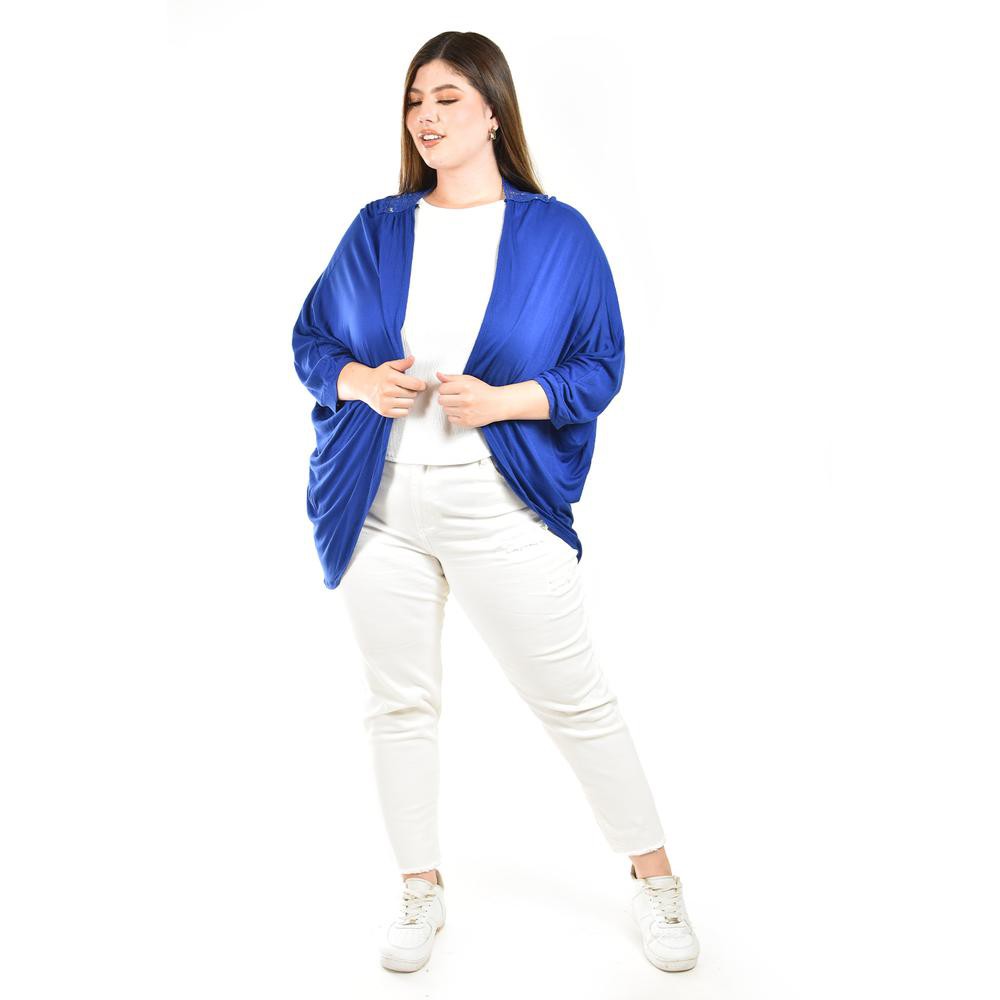 Cardigan con detalle de encaje Roman Fashion /Tallas Extras, 1434 (Azul rey) image number null