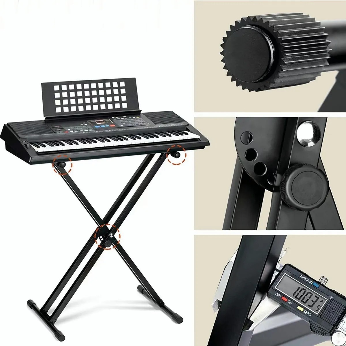 Soporte Base Stand para Teclado Profesional de Acero Inoxidable Plegable y Ajustable image number null