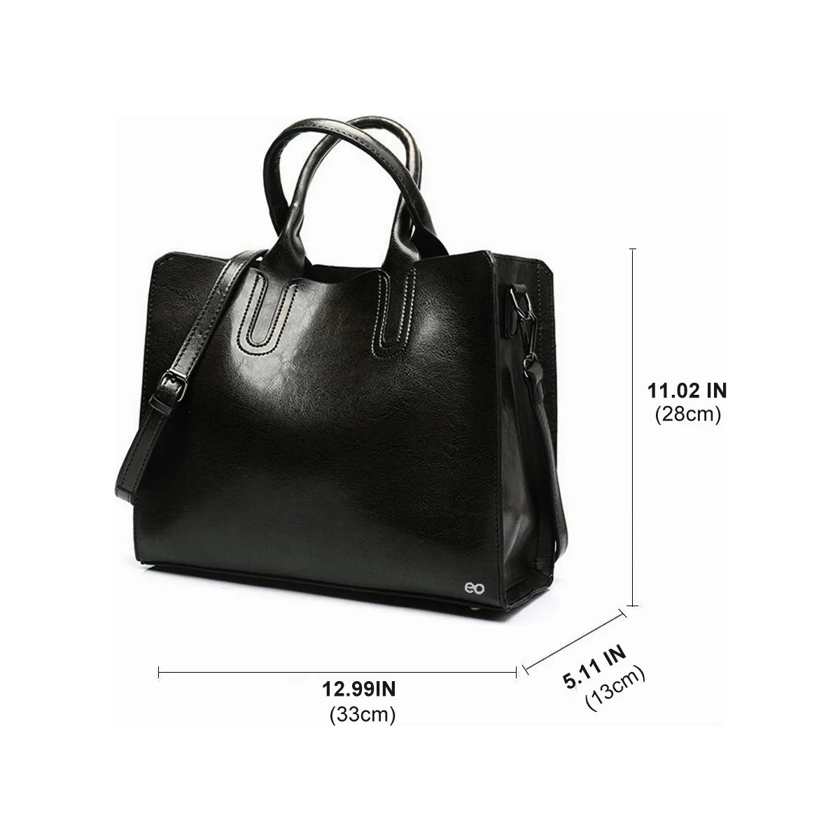 Bolso de Hombro Con Asa Superior Cuero Pu Color Negro image number null