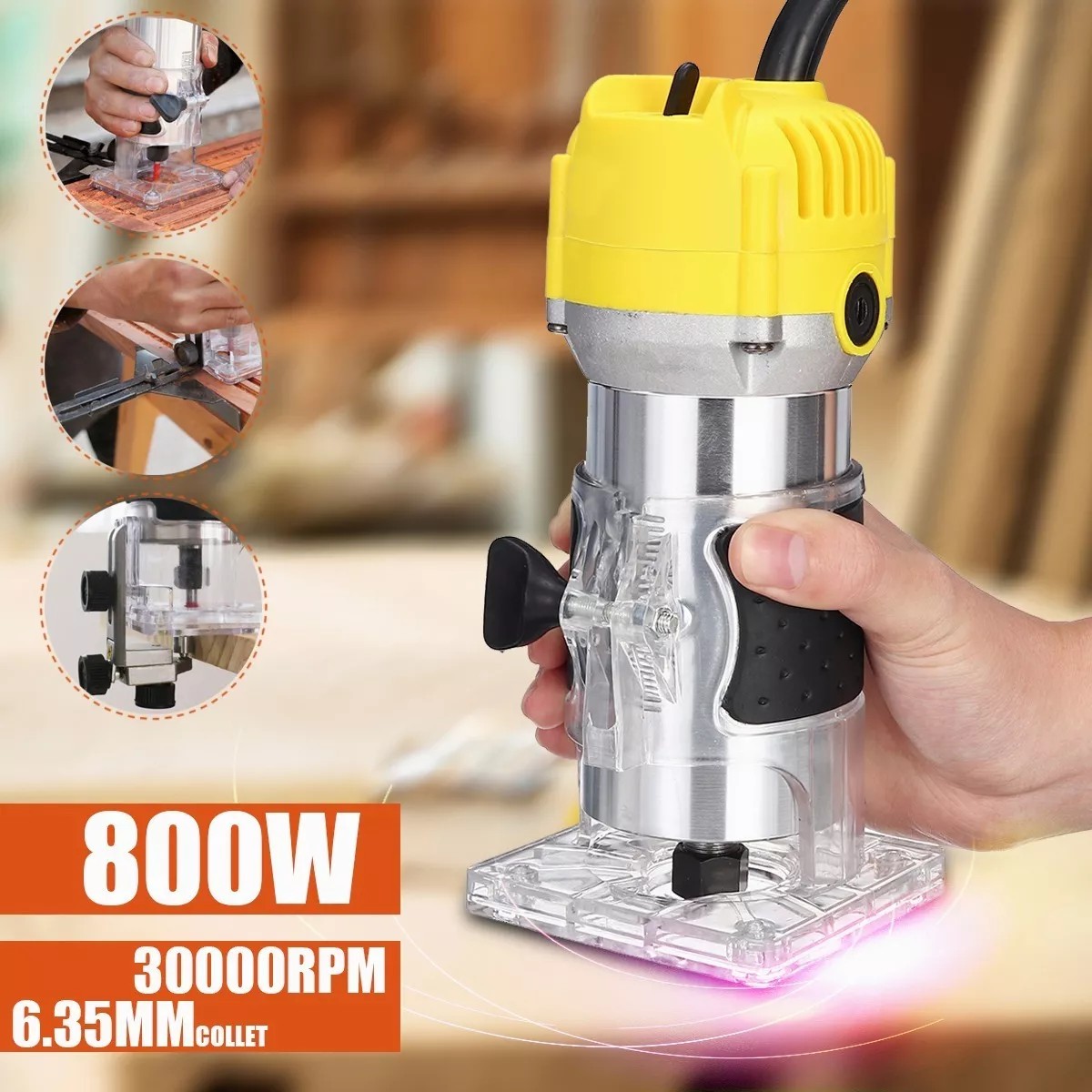 Router Madera Recortadora Rebajadora 800w /15 Brocas Carburo image number null
