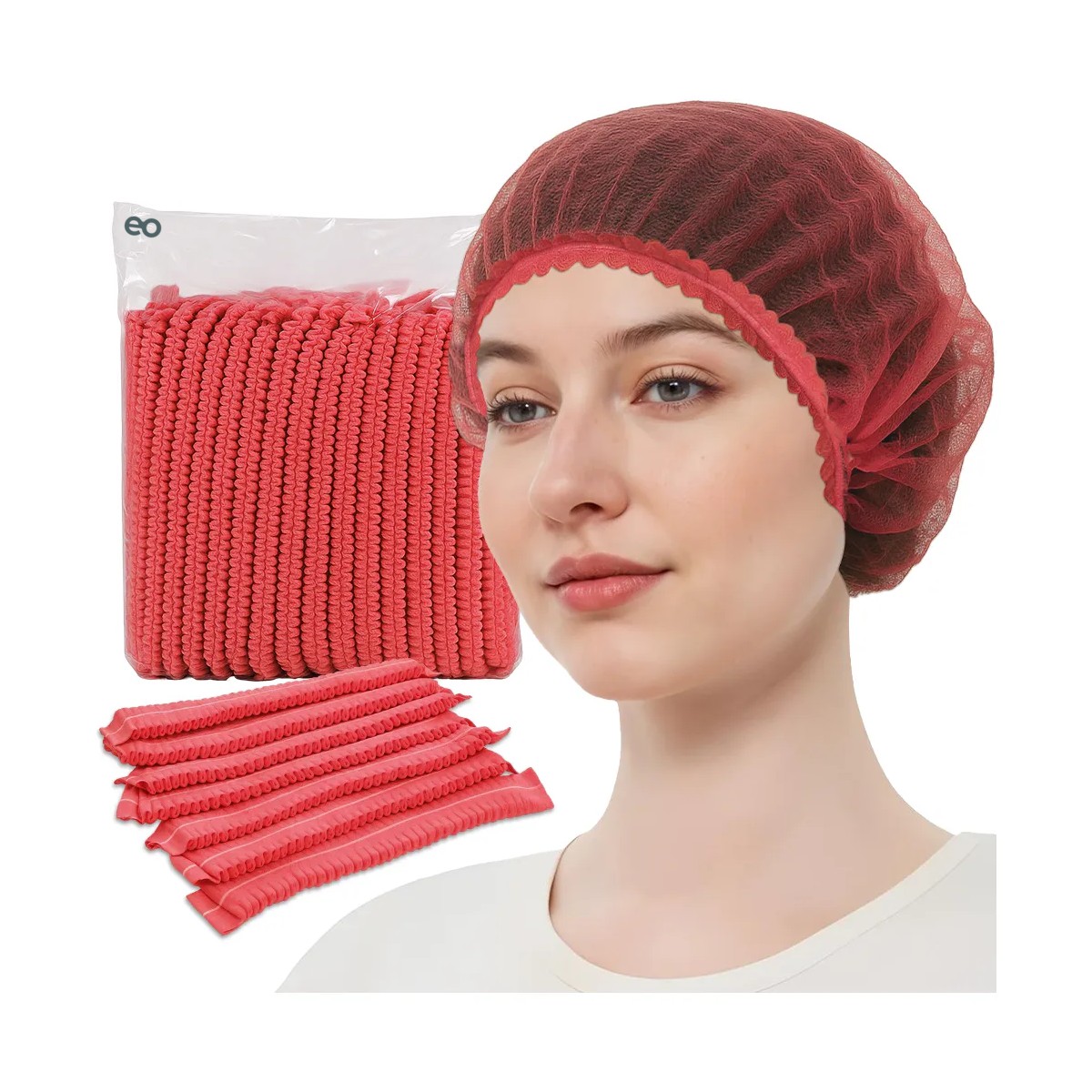 200 Piezas Gorra Plisada Gorra Plisada Desechable Rojo image number null