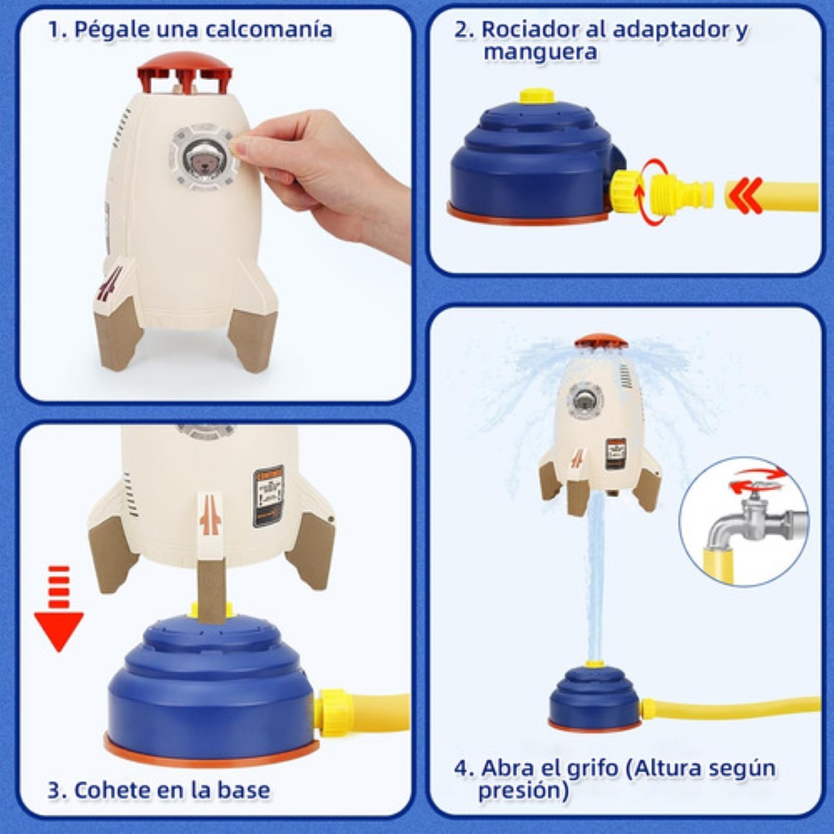 Juguete Para Ni&ntilde;os Rociador De Agua Aspersor Cohete Espacial cafe azul image number null