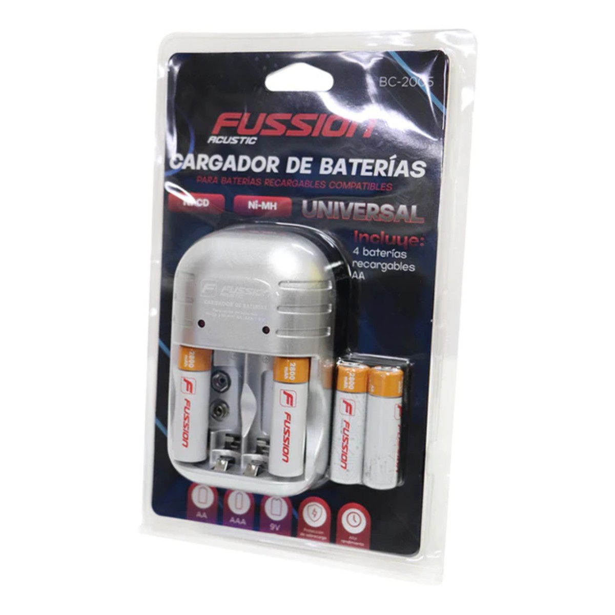 Cargador de Pilas Fussion BC-2005 AA/AAA 4 Pilas ENDY1 image number null