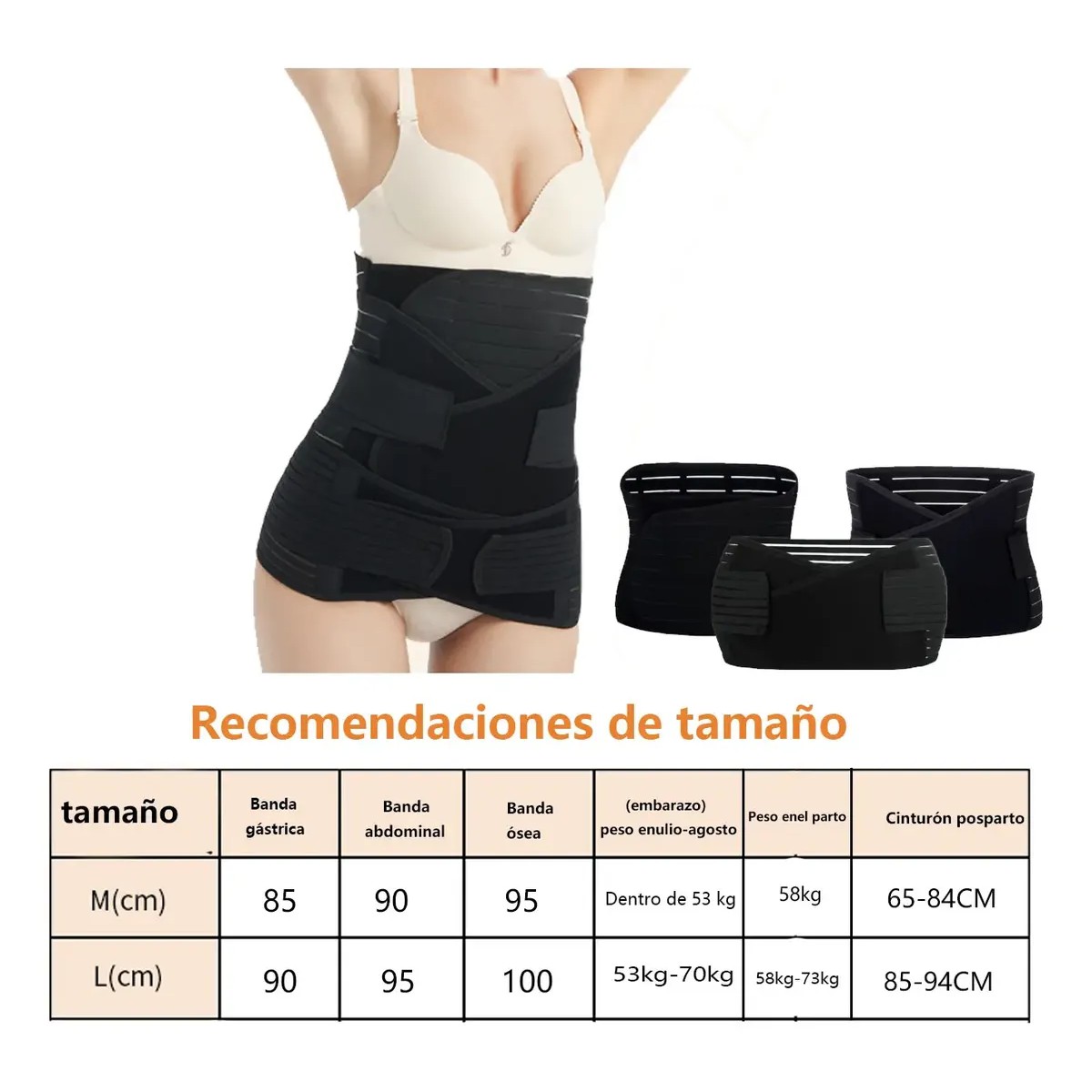 Faja Postparto Maternidad 3 En 1 Moldeadora Ces&aacute;rea Negro Talla M image number null