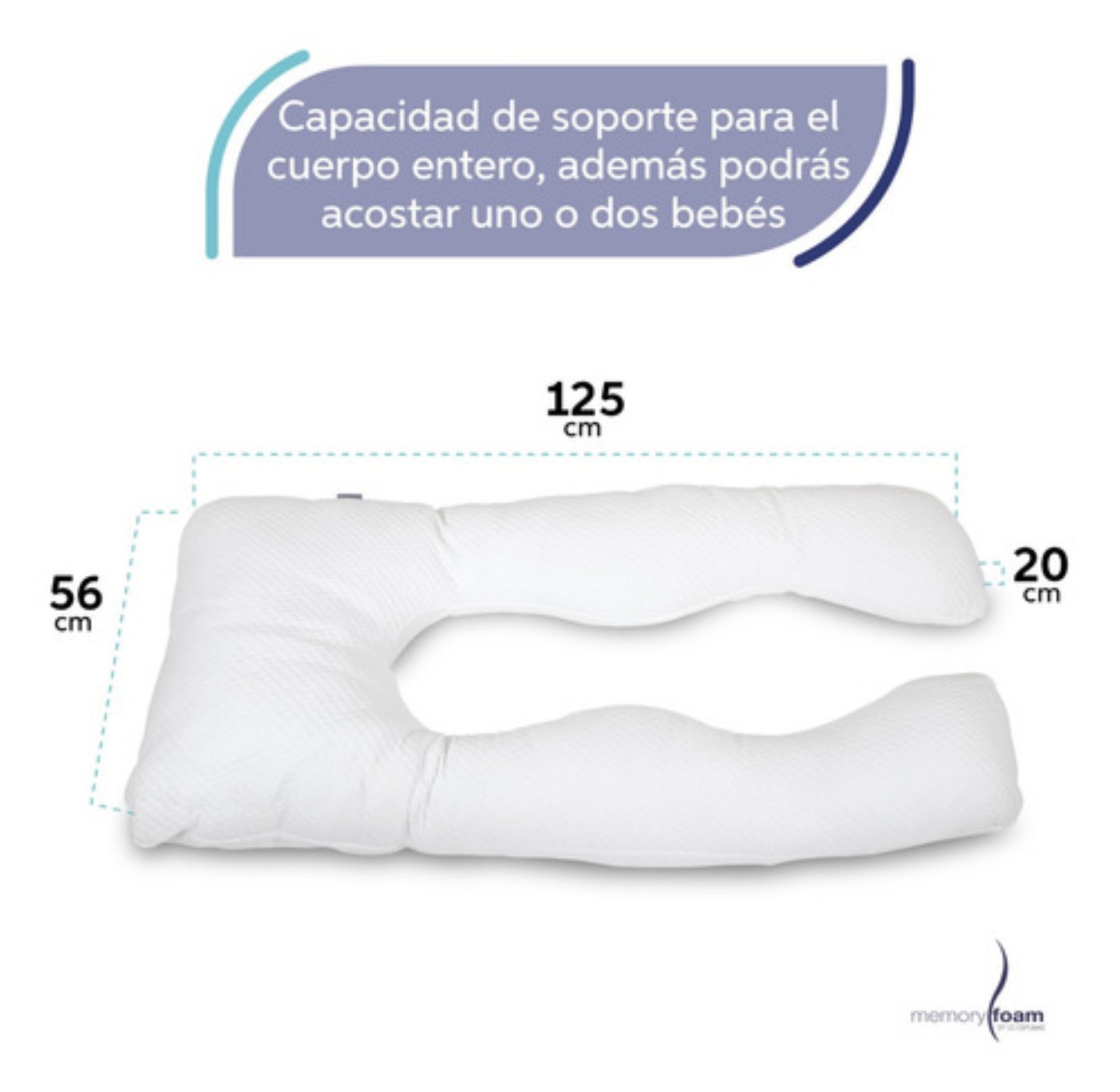 Almohada Para Embarazo Y Lactancia Tela Extra Suave Blanco image number null