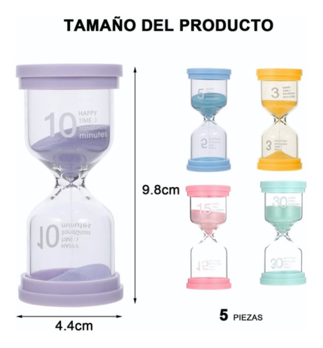 Temporizador De Arena Port&aacute;til Reloj, reloj De Arena 5 Pzs multicolor image number null