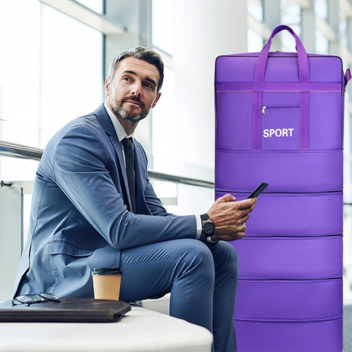 Bolsa De Viaje Deportiva De 45 Pulgadas Con Ruedas Morada image number null