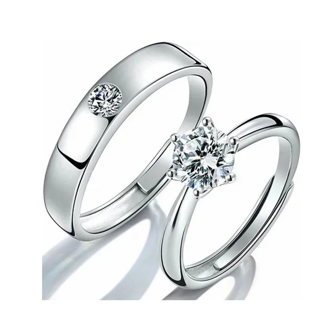 2 Anillos Duo Promesa Plata Fina 925 Amor Parejas image number null