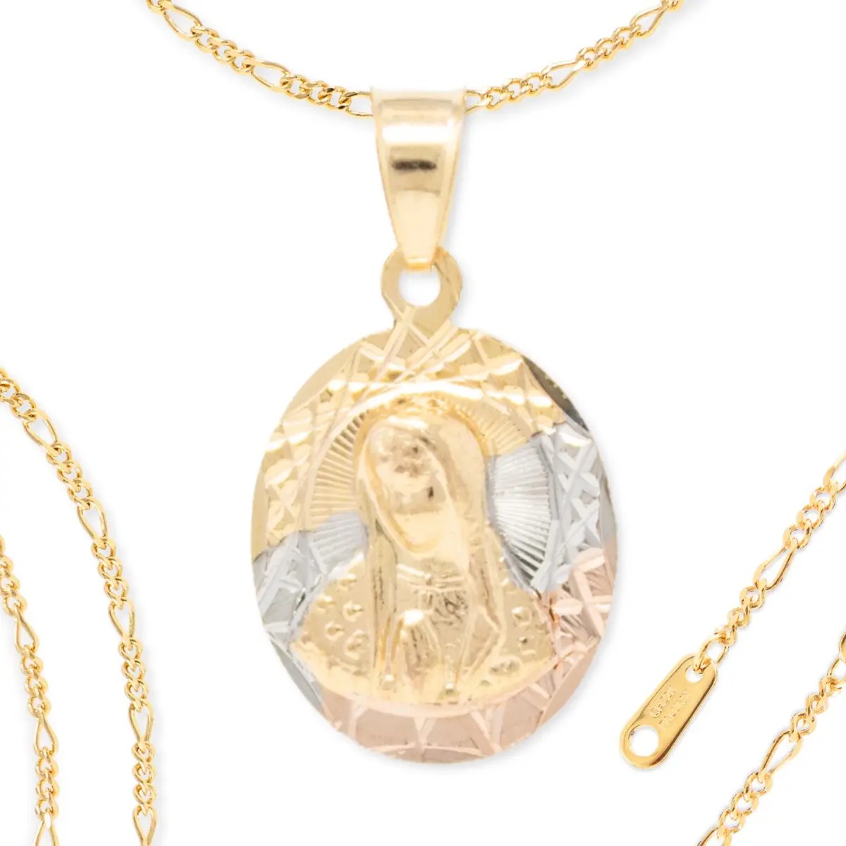 Collar Con Medalla De Virgen De Guadalupe Chapa De Oro 22k image number null