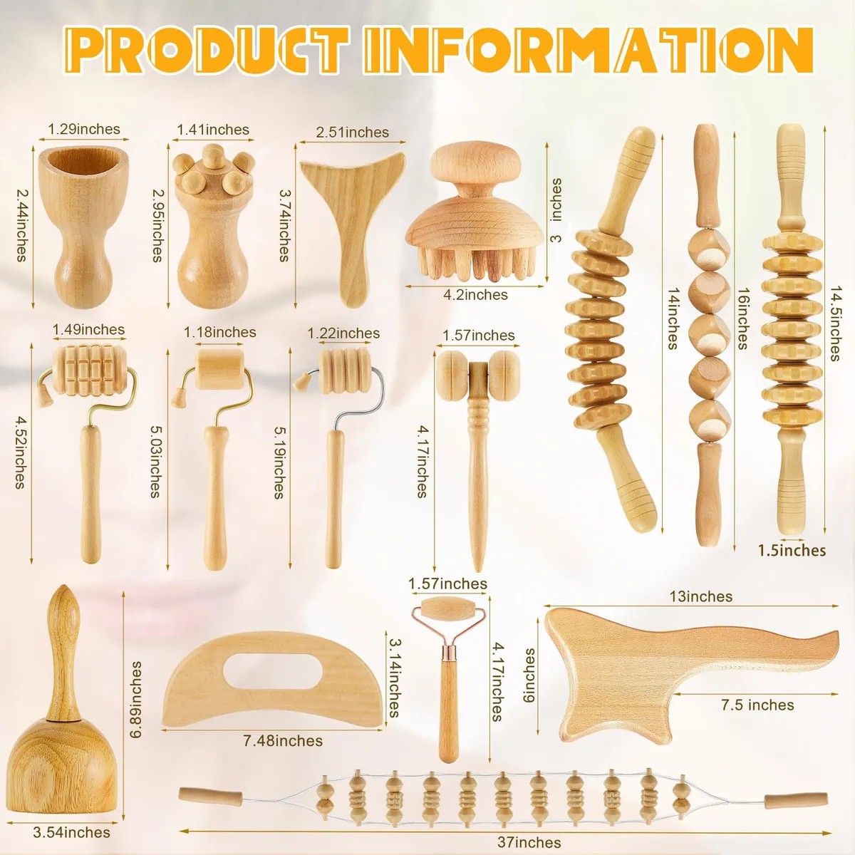 Kit 16 Piezas Maderoterapia Reafirmar Masajeador Corporal image number null
