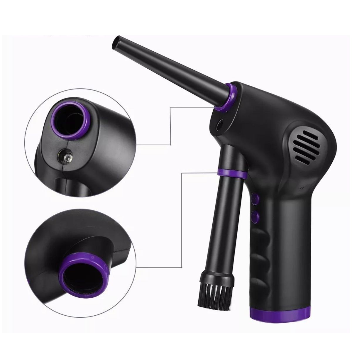 Kit Limpieza Pc Inal&aacute;mbrico Plumero Aire Soplador 45000rpm Negro linea Morado image number null