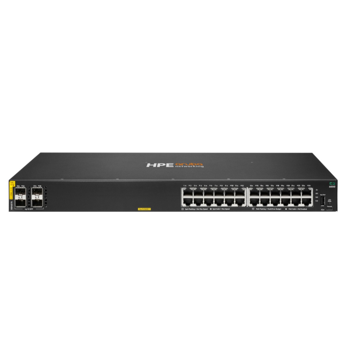 Switch HP Aruba Networking CX, 24 Puertos Gigabit Ethernet 10/100/1000 24 x PoE 370W, 56 Gbit/s, 8192 Entradas, image number null