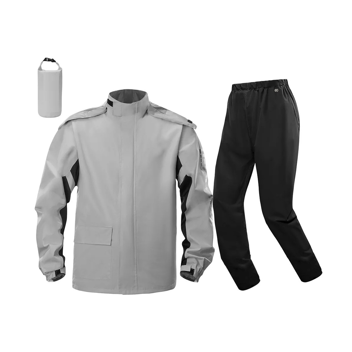 Impermeable De Seguridad Reflectante Con Capucha Para Moto Gris Talla XL image number null