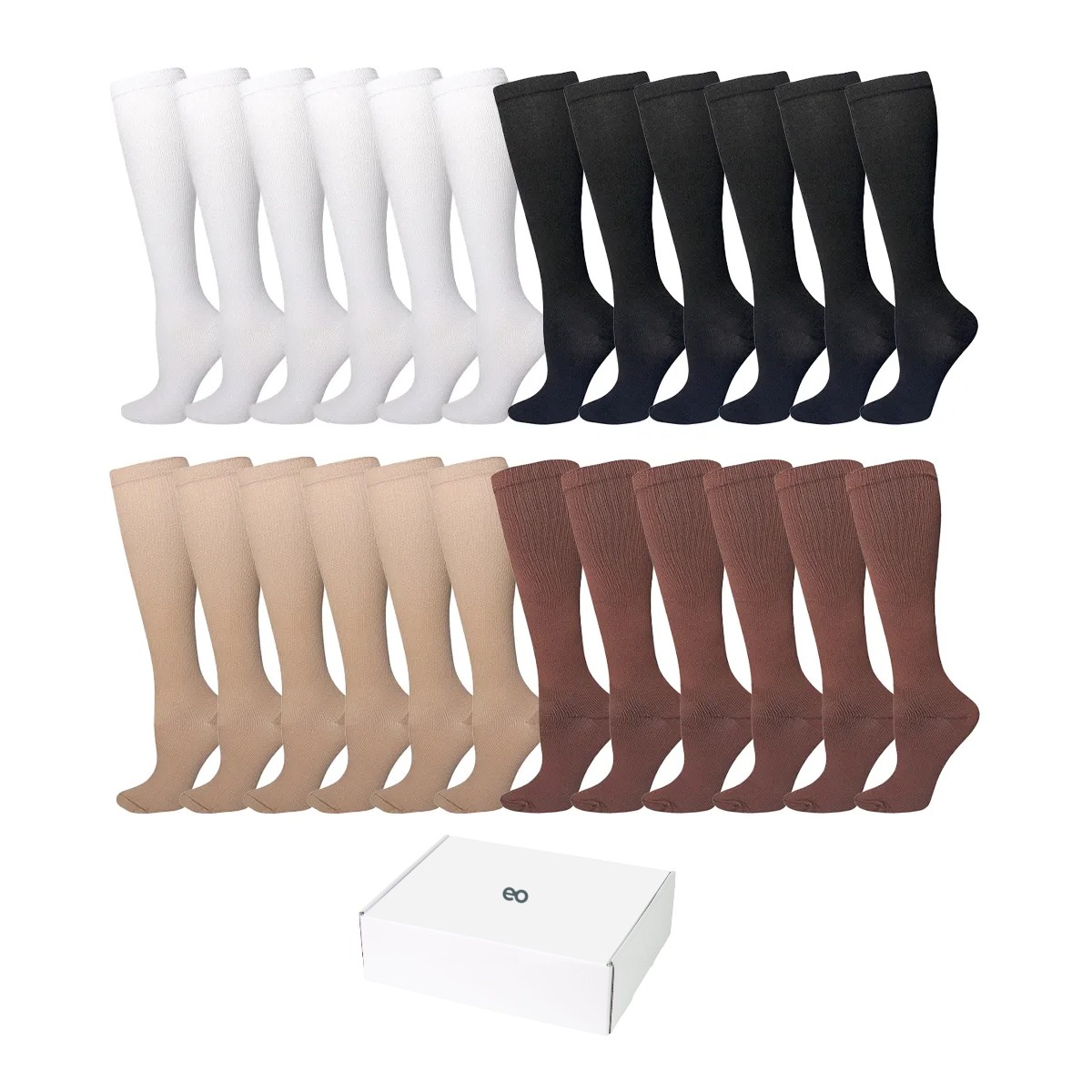 12par Medias Calcetines De Compresi&oacute;n Varices Negro blanco marr&oacute;n color piel Talla S/M image number null