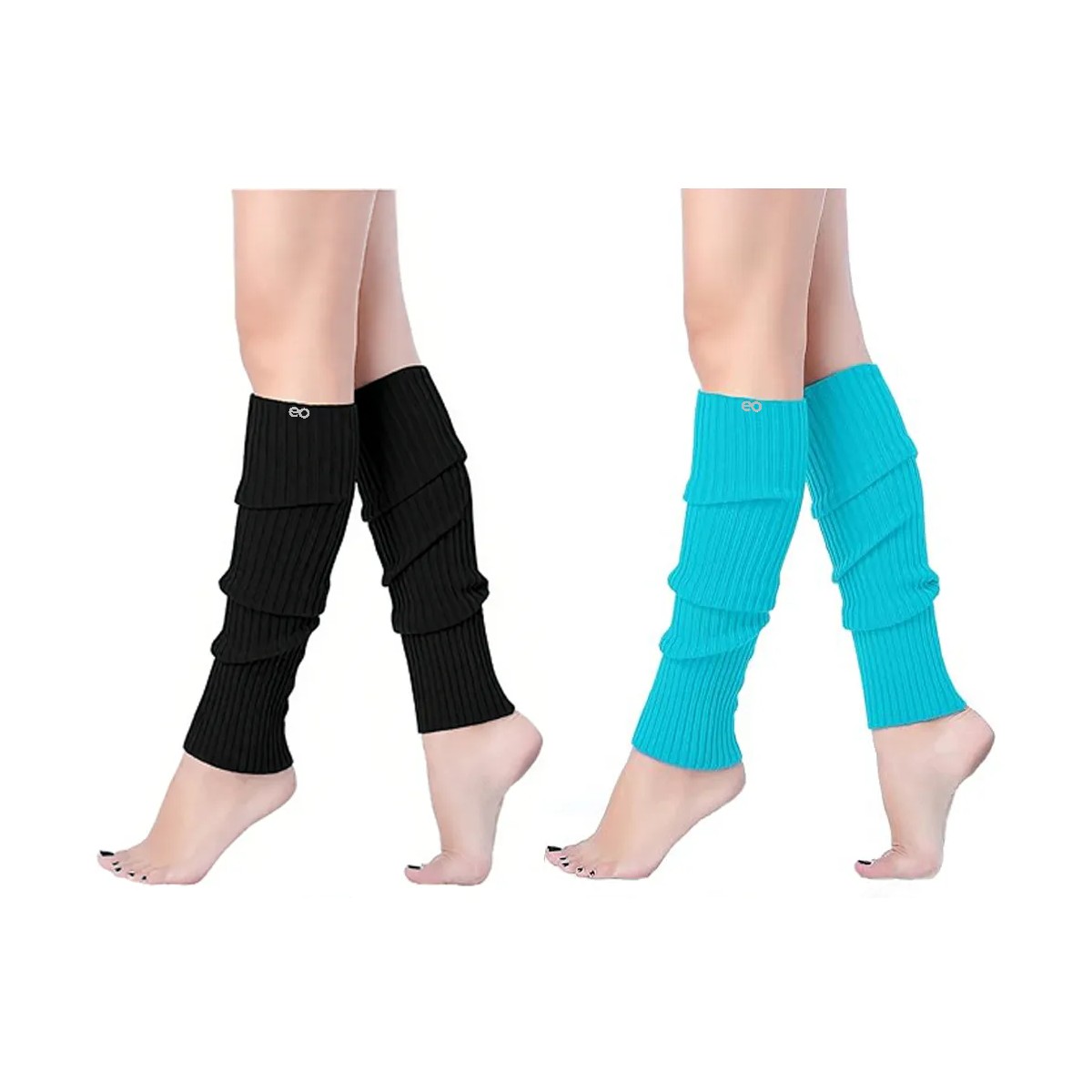 2 Pares Calentadores Para Mujer Piernas Deporte Invierno Azul/Negro image number null