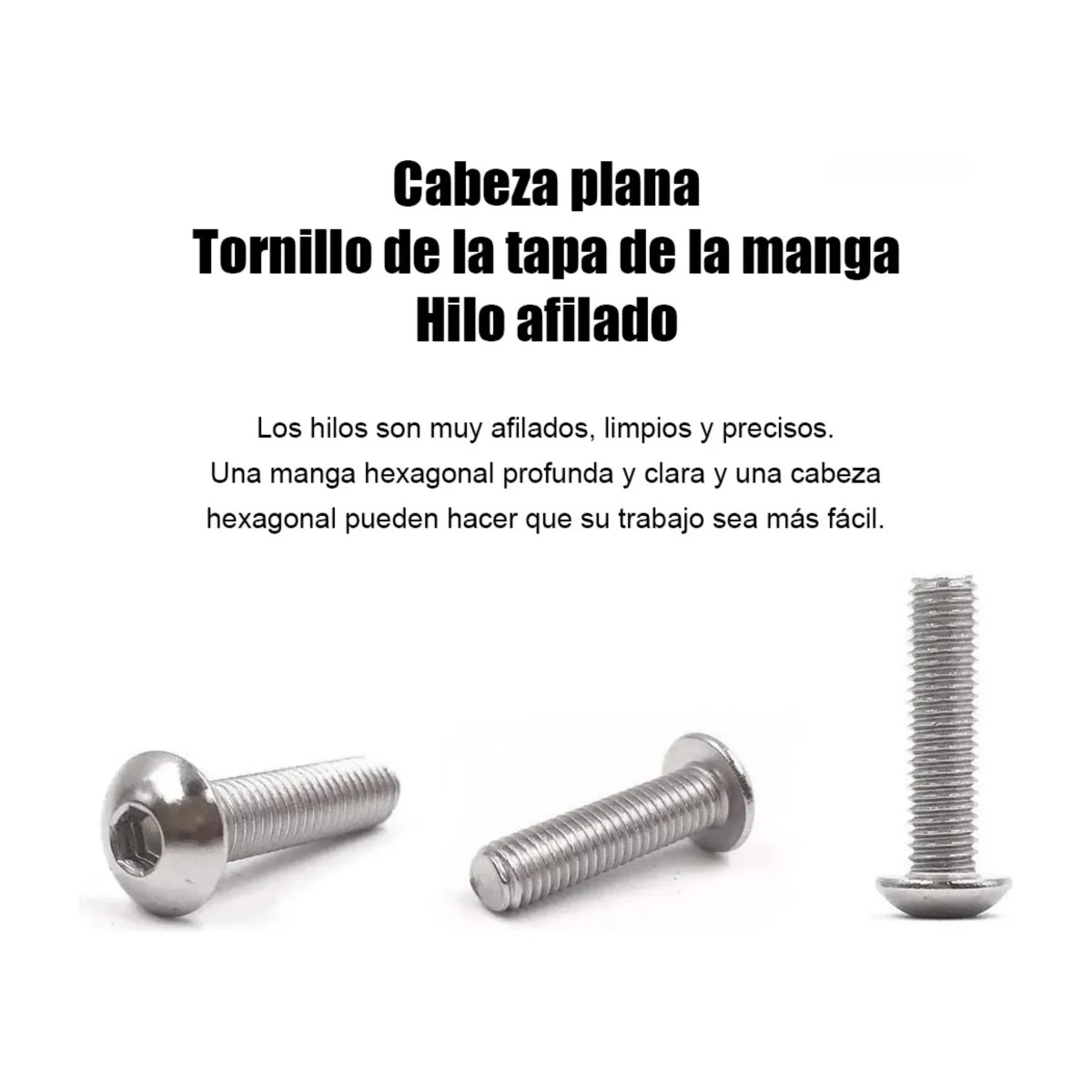 Set Tornillos De Cabeza Hexagonal M3 M4 M5 Plana Acero image number null