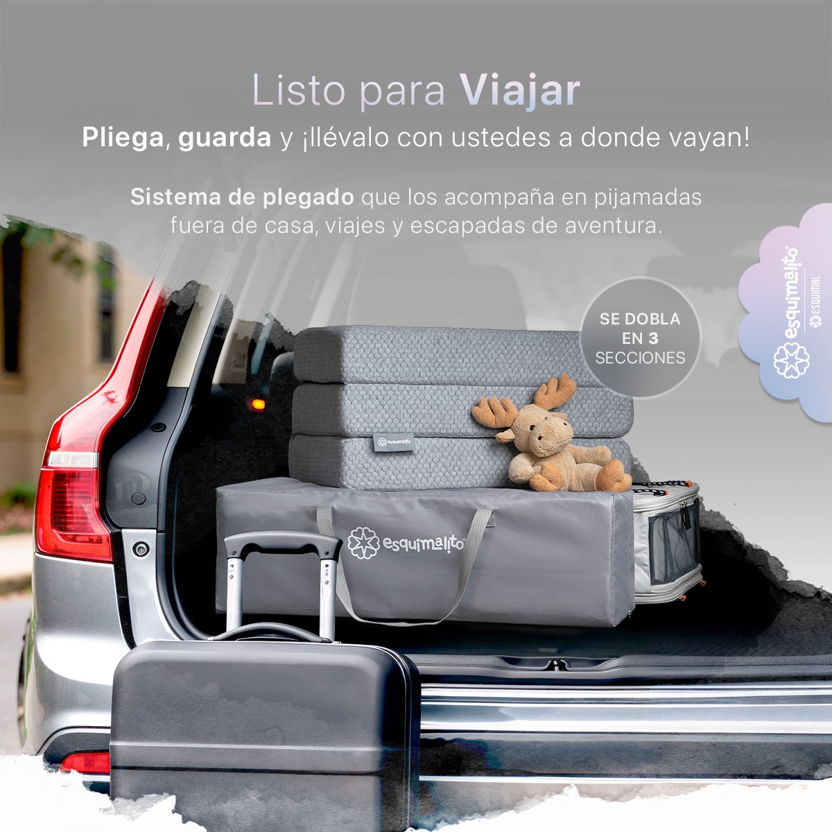 Colch&oacute;n Plegable para Cuna con Funda Lavable y Cubre Colch&oacute;n Impermeable de Espuma Certificada (120x60 cm). ESQUIMAL image number null