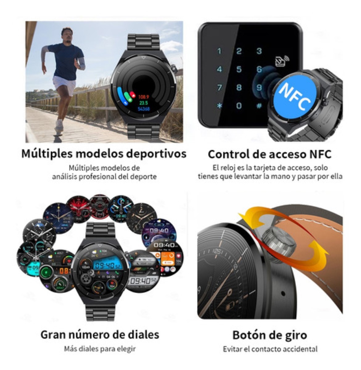 Reloj Inteligente Bluetooth Deportivo e Impermeable Negro image number null