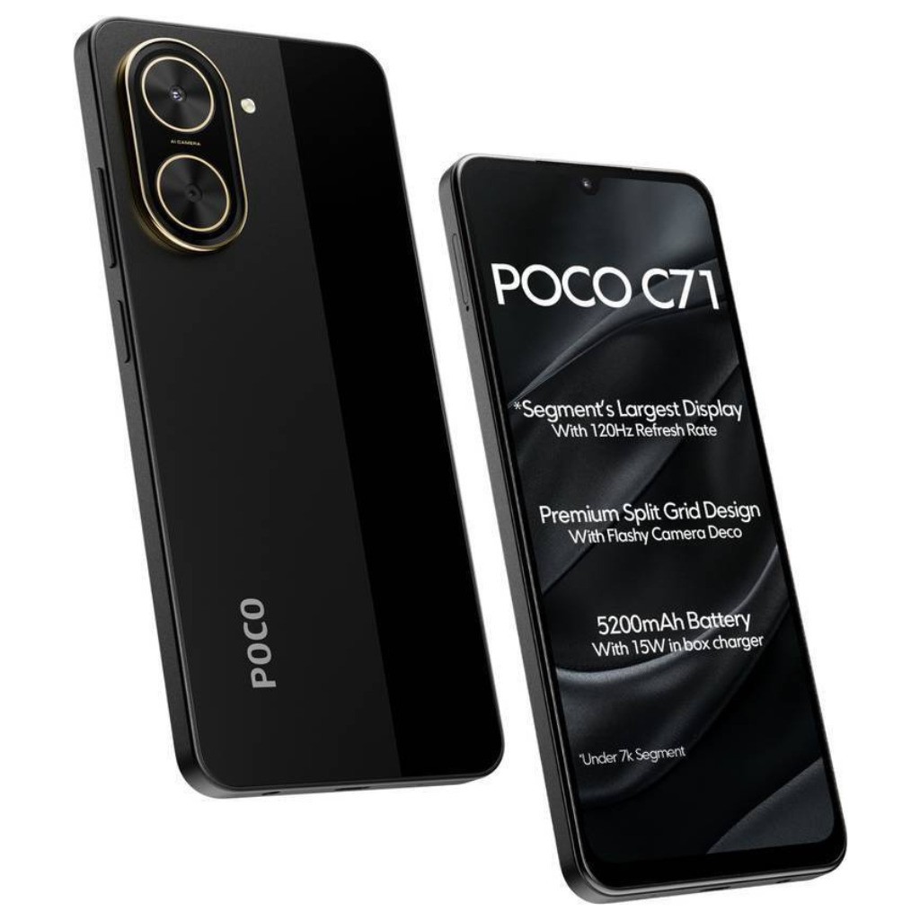 Smartphone XIAOMI POCO C71 4/128 GB Negro con Smartwatch FILWANS GTR Negro y Audifonos G-Tide L22 Negro image number null