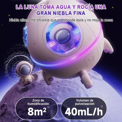 Humidificador De Aire Silencioso Astronaut Space Capsule Rosa Palido image number null