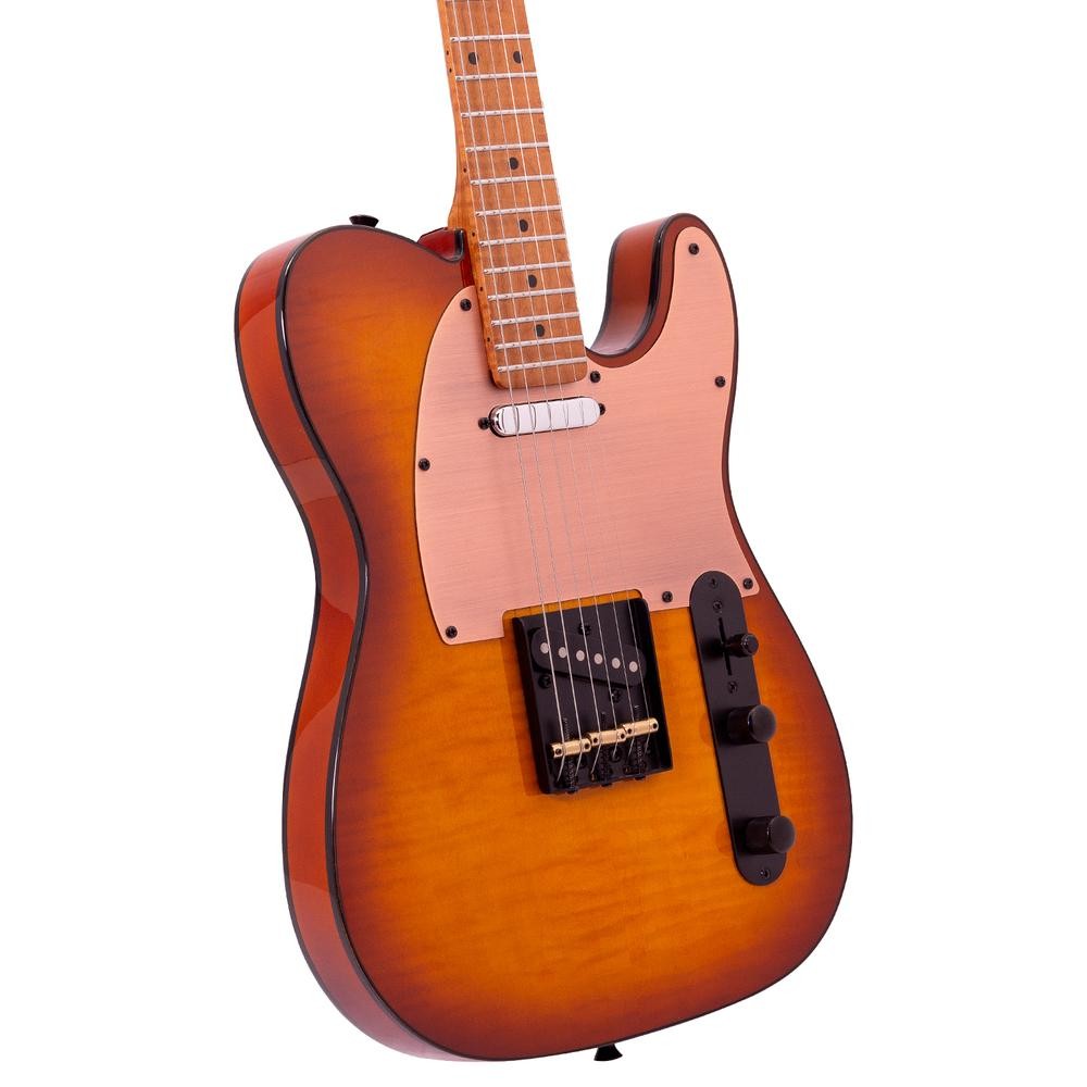 Guitarra El&eacute;ctrica Serie Unique Color Amarillo Atigrado con Case SKY - TY BABILON image number null