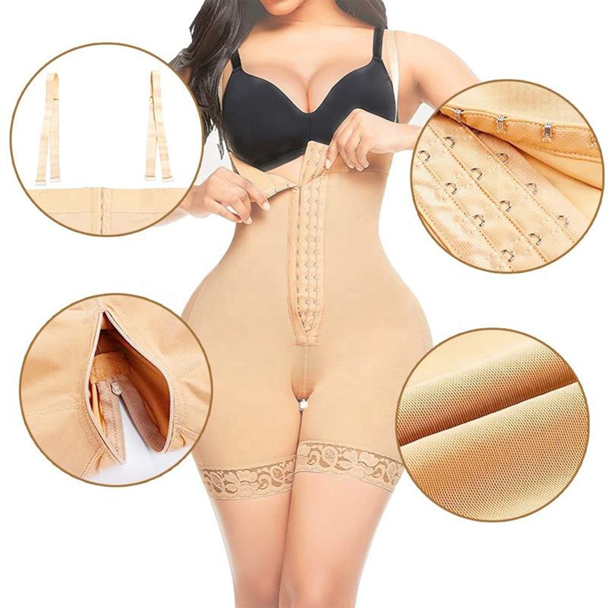 Faja Body Shaper Beige Moldeador Premium Control Abdomen Tela Resistente image number null
