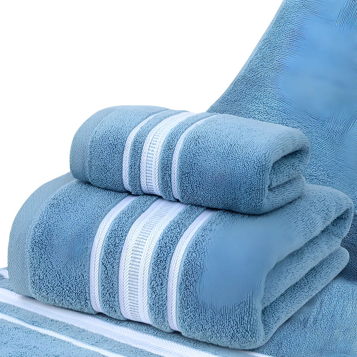 2pcs Juego De Toallas Ba&ntilde;o Completo Grande Azul image number null