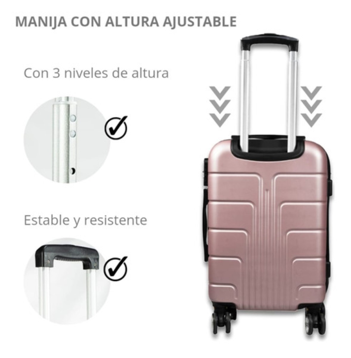 Maleta Para 10 Kg Cabina C/candado De Seguridad Doble Llanta Rosa image number null