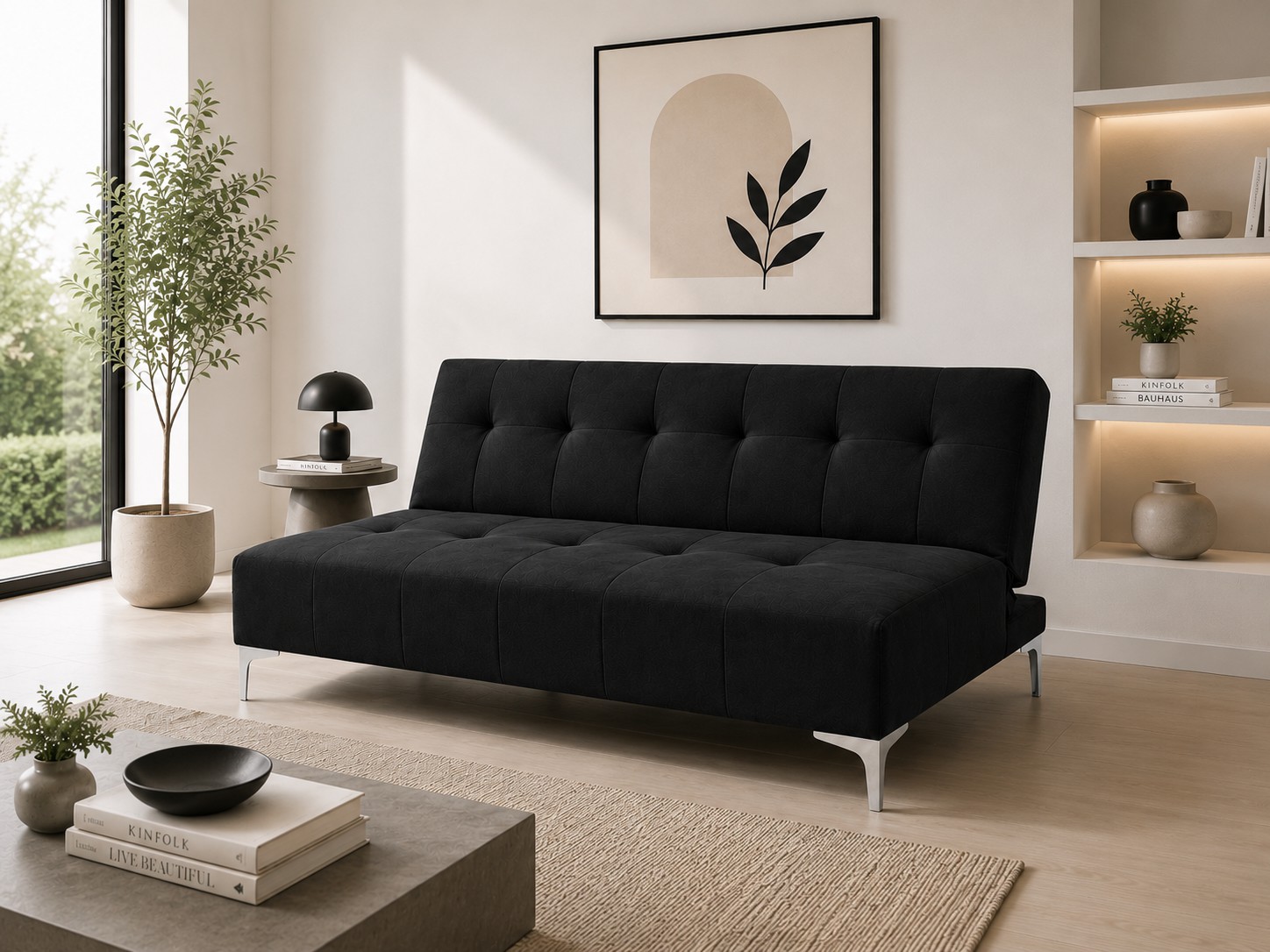 Sofa Cama Vegas Lino Negro, El Bazar Store, Reclinable 3 posiciones. image number null