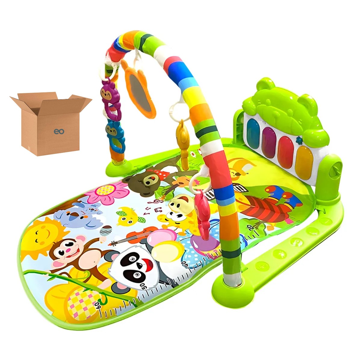 Gimnasio Para Beb&eacute;s Piano Musical Tapete De Juegos Pataditas Verde/Selva image number null