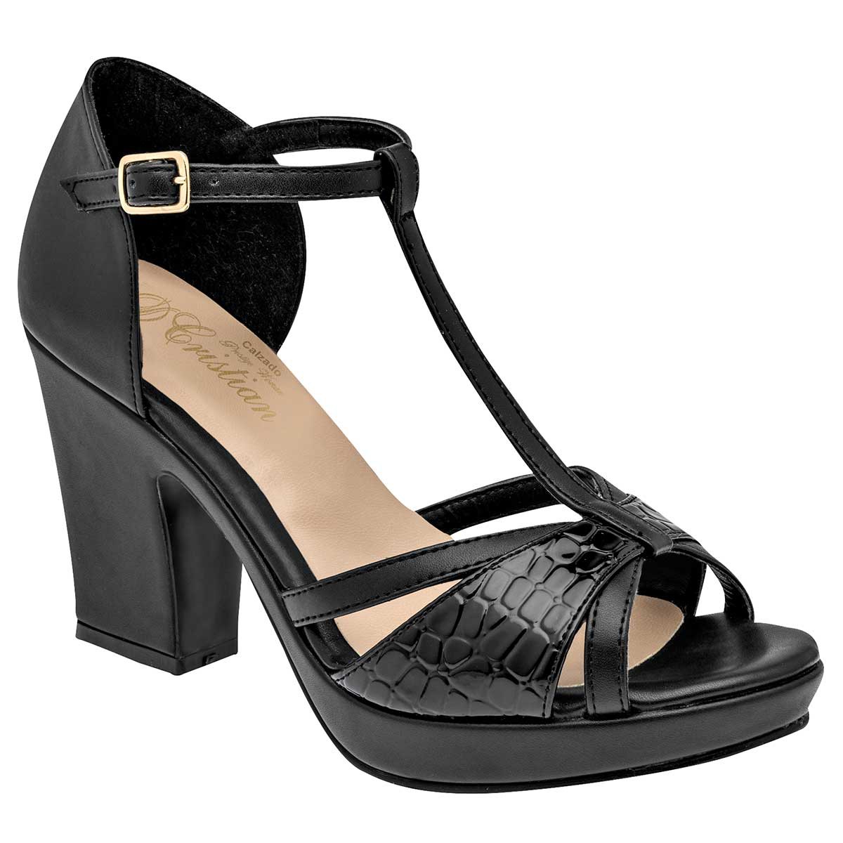 ZAPATILLA TACON 9 CM MUJER D'CRISTIAN 714 NEGRO image number null